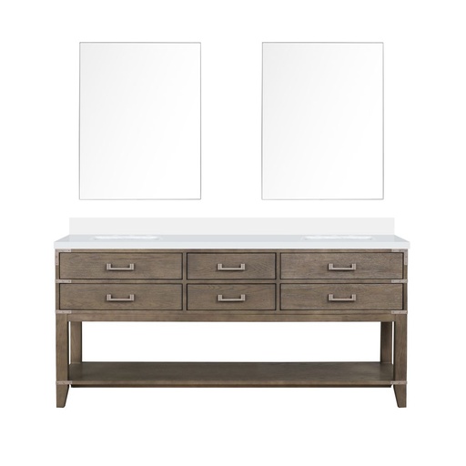[LVN72DR310] Norwalk 72 in W x 22 in. D Grey Oak Double Bath Vanity, Cultured Marble Top, and 34 in Mirrors
