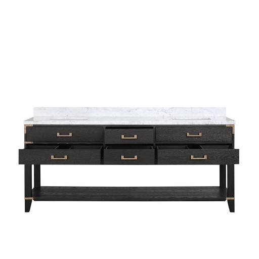 [LVN80DJ100] Norwalk 80 in W x 22 in. D Black Oak Double Bath Vanity and Carrara Marble Top