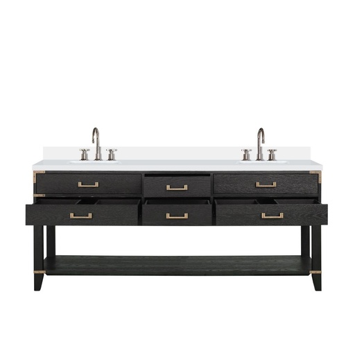[LVN80DJ301] Norwalk 80 in W x 22 in. D Black Oak Double Bath Vanity, Cultured Marble Top, and Faucet Set