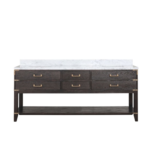 [LVN80DK100] Norwalk 80 in W x 22 in. D Brown Oak Double Bath Vanity and Carrara Marble Top