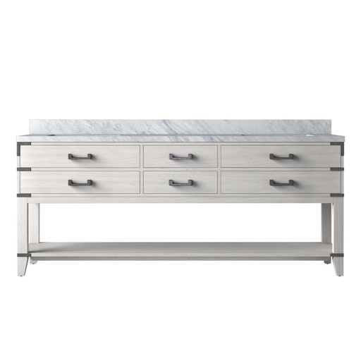 [LVN80DM100] Norwalk 80 in W x 22 in. D White Oak Double Bath Vanity and Carrara Marble Top