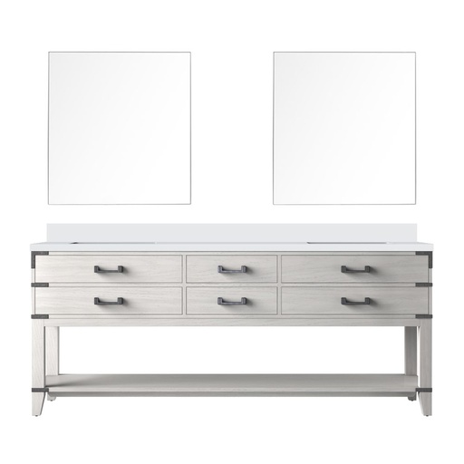 [LVN80DM310] Norwalk 80 in W x 22 in. D White Oak Double Bath Vanity, Cultured Marble Top, and 36 in Mirrors
