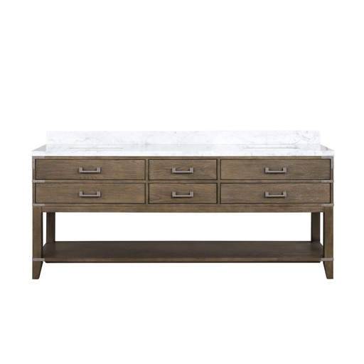 [LVN80DR100] Norwalk 80 in W x 22 in. D Grey Oak Double Bath Vanity and Carrara Marble Top