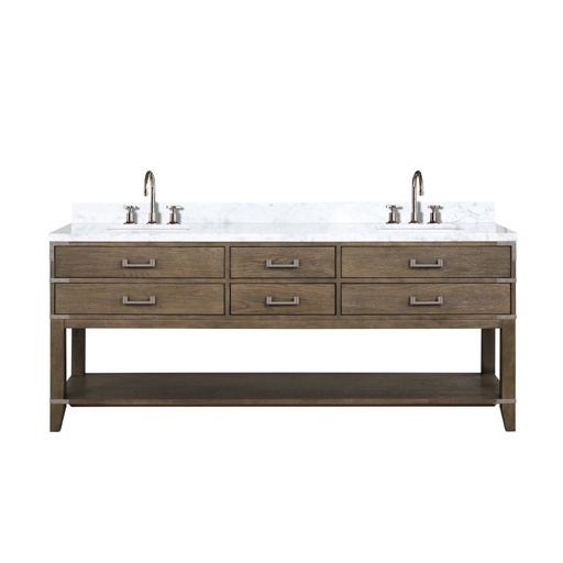 [LVN80DR101] Norwalk 80 in W x 22 in. D Grey Oak Double Bath Vanity, Carrara Marble Top, and Faucet Set