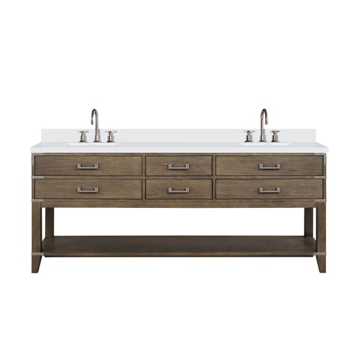 [LVN80DR301] Norwalk 80 in W x 22 in. D Grey Oak Double Bath Vanity, Cultured Marble Top, and Faucet Set