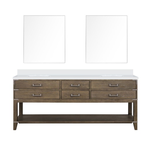 [LVN80DR310] Norwalk 80 in W x 22 in. D Grey Oak Double Bath Vanity, Cultured Marble Top, and 36 in Mirrors