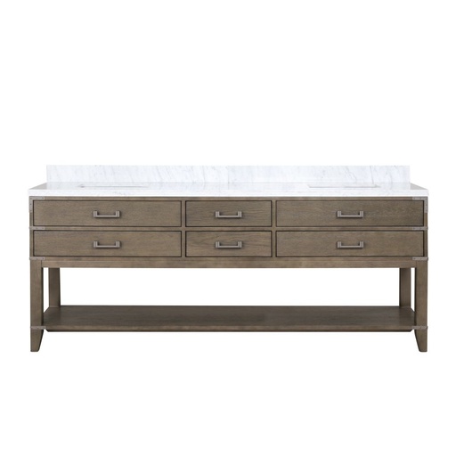 [LVN84DR100] Norwalk 84 in W x 22 in. D Grey Oak Double Bath Vanity and Carrara Marble Top