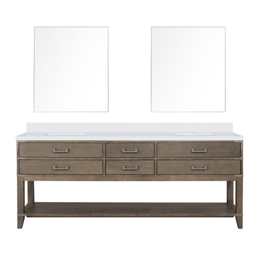 [LVN84DR310] Norwalk 84 in W x 22 in. D Grey Oak Double Bath Vanity, Cultured Marble Top, and 36 in Mirrors