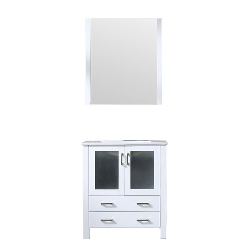 [LV341830SAESM28] Volez 30 in W x 18.25 in. D White Bath Vanity, White Ceramic Top, and 28 in Mirror