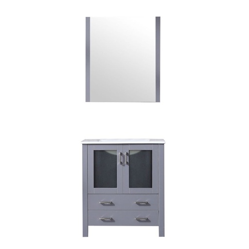 [LV341830SBESM28] Volez 30 in W x 18.25 in. D Dark Grey Bath Vanity, White Ceramic Top, and 28 in Mirror