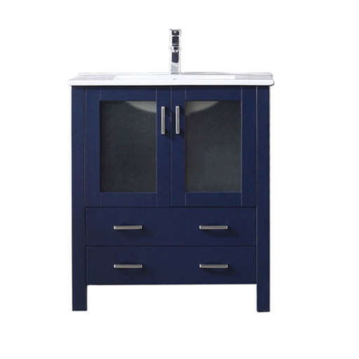 [LVV30SE601] Volez 30 in W x 18.25 in. D Navy Blue Bath Vanity, White Ceramic Top, and Faucet Set