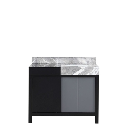 [LVZL42SBG700] Zilara 42 in W x 22 in. D Black and Grey Bath Vanity and Castle Grey Marble Top