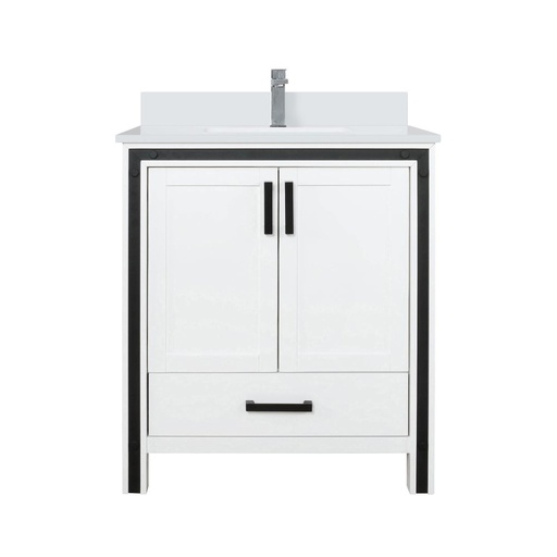 [LVZV30SA201] Ziva 30 in W x 22 in. D White Bath Vanity, White Quartz Top and Faucet Set