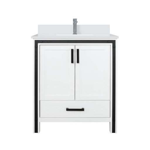 [LVZV30SA301] Ziva 30 in W x 22 in. D White Bath Vanity, Cultured Marble Top and Faucet Set