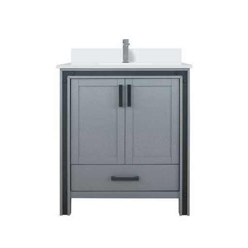 [LVZV30SB201] Ziva 30 in W x 22 in. D Dark Grey Bath Vanity, White Quartz Top and Faucet Set
