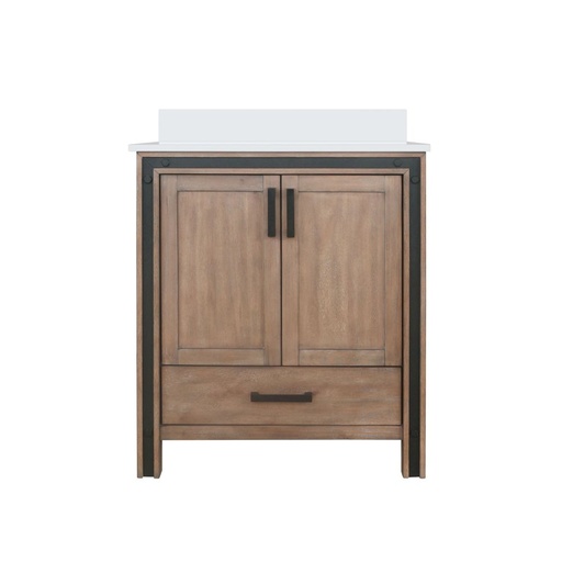 [LVZV30SN200] Ziva 30 in W x 22 in. D Rustic Barnwood Bath Vanity and White Quartz Top