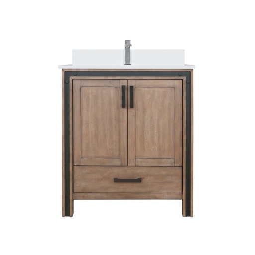 [LVZV30SN201] Ziva 30 in W x 22 in. D Rustic Barnwood Bath Vanity, White Quartz Top and Faucet Set
