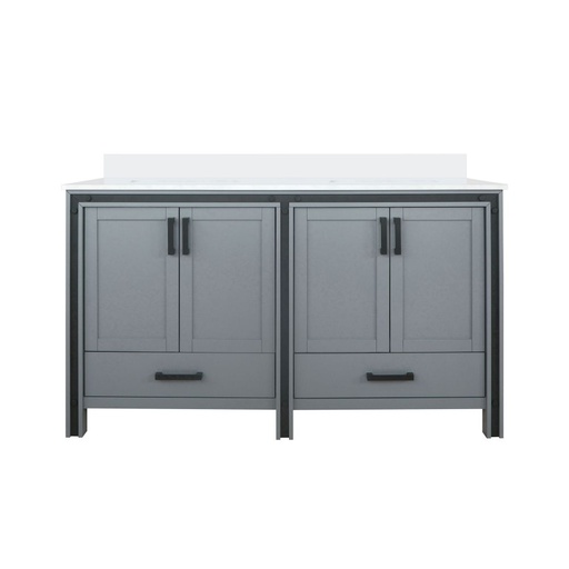 [LVZV60DB200] Ziva 60 in W x 22 in. D Dark Grey Double Bath Vanity and White Quartz Top