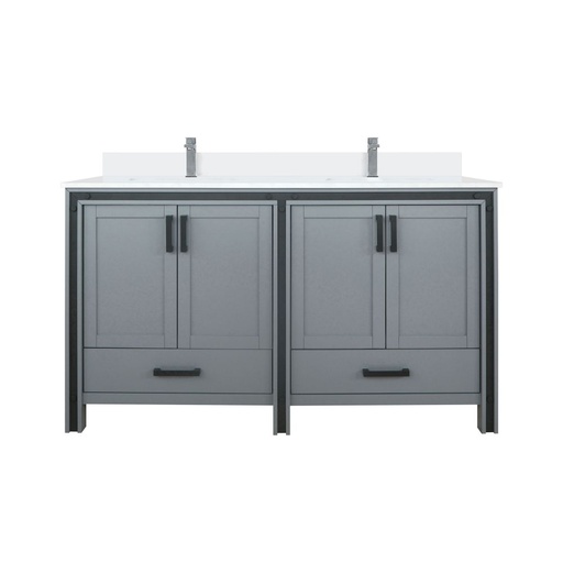[LVZV60DB301] Ziva 60 in W x 22 in. D Dark Grey Double Bath Vanity, Cultured Marble Top and Faucet Set