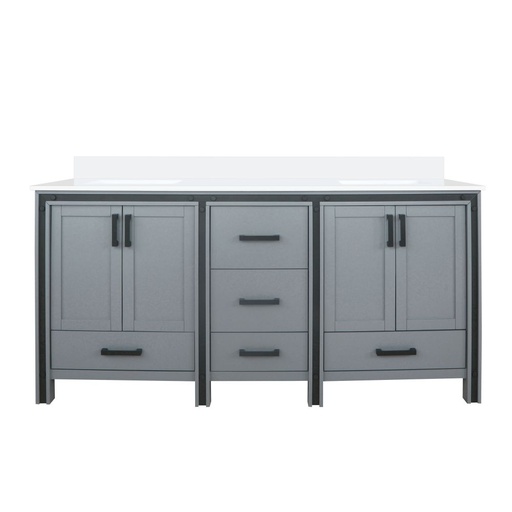 [LVZV72DB200] Ziva 72 in W x 22 in. D Dark Grey Double Bath Vanity and White Quartz Top