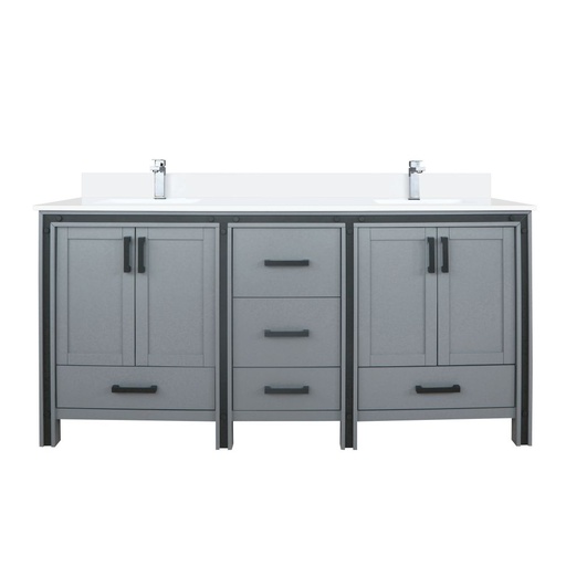 [LVZV72DB301] Ziva 72 in W x 22 in. D Dark Grey Double Bath Vanity, Cultured Marble Top and Faucet Set