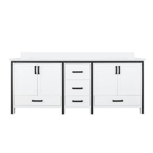 [LVZV80DA200] Ziva 80 in W x 22 in. D White Double Bath Vanity and White Quartz Top