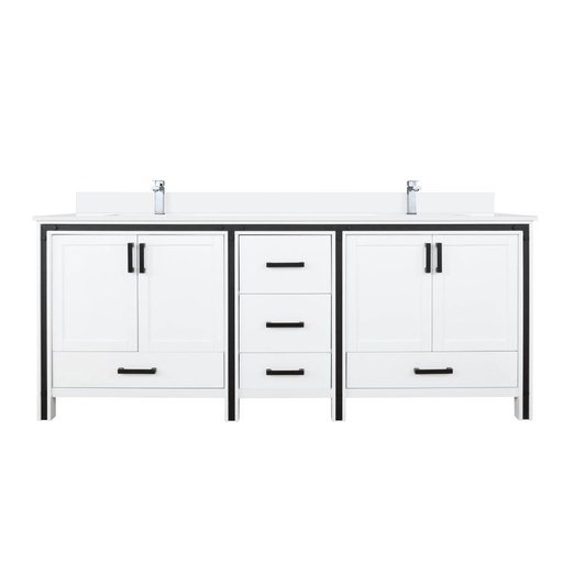 [LVZV80DA201] Ziva 80 in W x 22 in. D White Double Bath Vanity, White Quartz Top and Faucet Set
