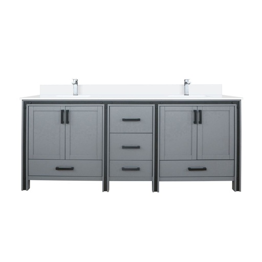 [LVZV80DB201] Ziva 80 in W x 22 in. D Dark Grey Double Bath Vanity, White Quartz Top and Faucet Set