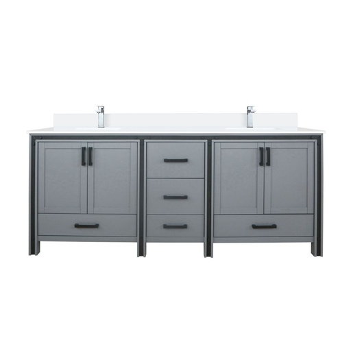 [LVZV80DB301] Ziva 80 in W x 22 in. D Dark Grey Double Bath Vanity, Cultured Marble Top and Faucet Set