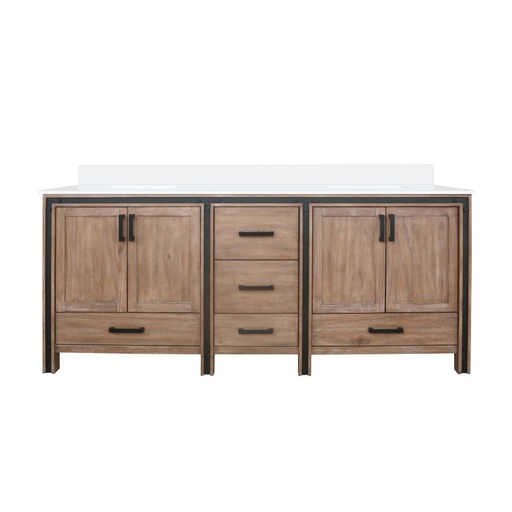 [LVZV80DN200] Ziva 80 in W x 22 in. D Rustic Barnwood Double Bath Vanity and White Quartz Top