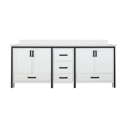 [LVZV84DA200] Ziva 84 in W x 22 in. D White Double Bath Vanity and White Quartz Top