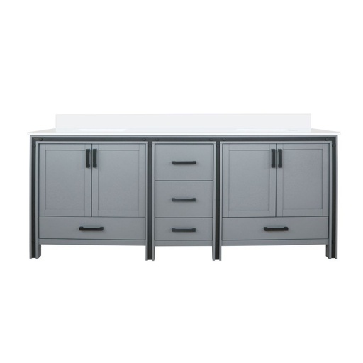 [LVZV84DB200] Ziva 84 in W x 22 in. D Dark Grey Double Bath Vanity and White Quartz Top