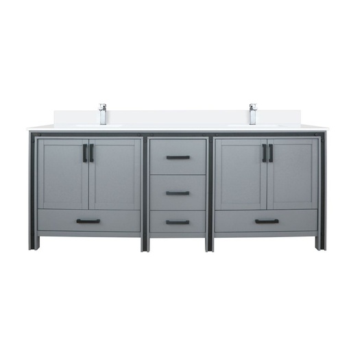 [LVZV84DB301] Ziva 84 in W x 22 in. D Dark Grey Double Bath Vanity, Cultured Marble Top and Faucet Set