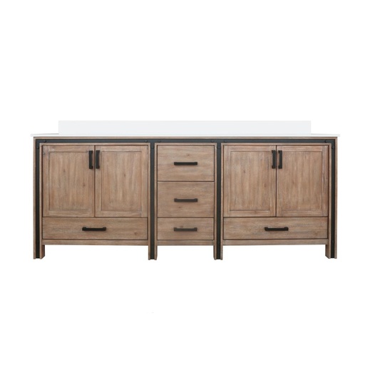 [LVZV84DN200] Ziva 84 in W x 22 in. D Rustic Barnwood Double Bath Vanity and White Quartz Top