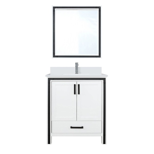 [LVZV30SA311] Ziva 30 in W x 22 in. D White Bath Vanity, Cultured Marble Top, Faucet Set and 28 in Mirror