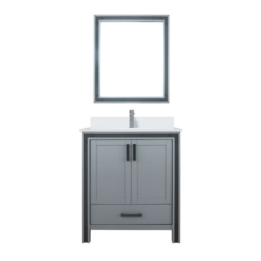 [LVZV30SB311] Ziva 30 in W x 22 in. D Dark Grey Bath Vanity, Cultured Marble Top, Faucet Set and 28 in Mirror