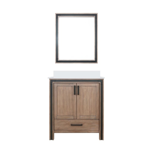 [LVZV30SN310] Ziva 30 in W x 22 in. D Rustic Barnwood Bath Vanity, Cultured Marble Top and 28 in Mirror