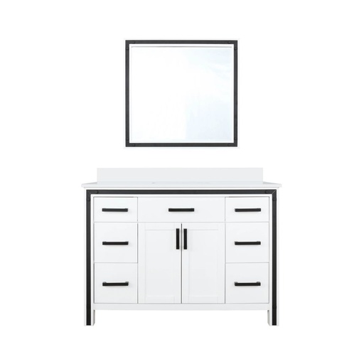 [LVZV48SA310] Ziva 48 in W x 22 in. D White Bath Vanity, Cultured Marble Top and 34 in Mirror