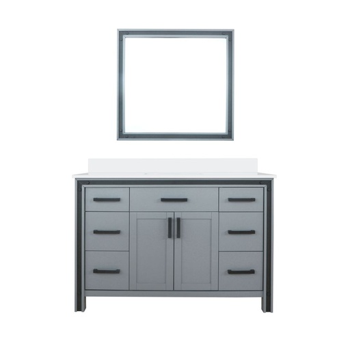 [LVZV48SB310] Ziva 48 in W x 22 in. D Dark Grey Bath Vanity, Cultured Marble Top and 34 in Mirror