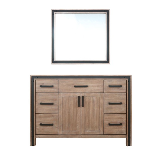 [LVZV48SN010] Ziva 48 in W x 22 in. D Rustic Barnwood Bath Vanity and 34 in Mirror