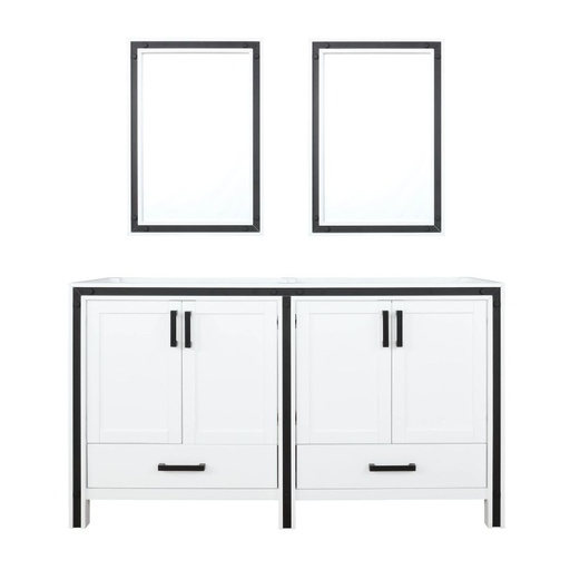 [LVZV60DA010] Ziva 60 in W x 22 in. D White Double Bath Vanity and 22 in Mirrors