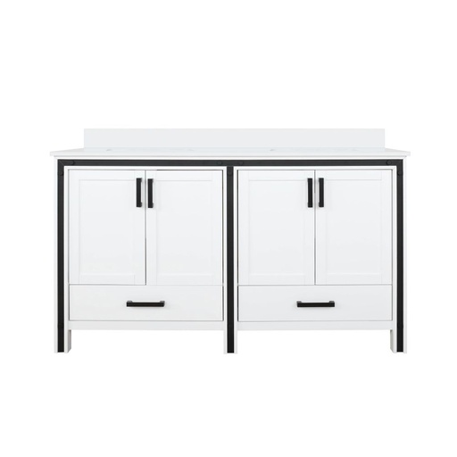 [LVZV60DA300] Ziva 60 in W x 22 in. D White Double Bath Vanity and Cultured Marble Top