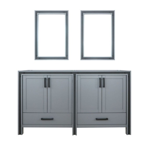 [LVZV60DB010] Ziva 60 in W x 22 in. D Dark Grey Double Bath Vanity and 22 in Mirrors