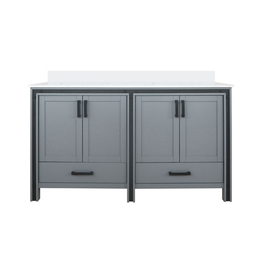 [LVZV60DB300] Ziva 60 in W x 22 in. D Dark Grey Double Bath Vanity and Cultured Marble Top
