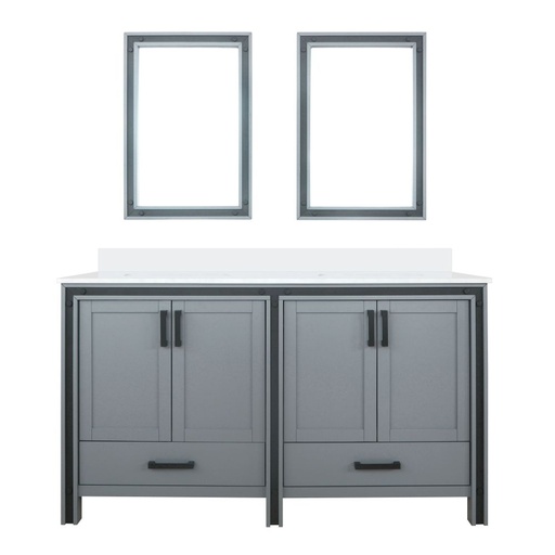 [LVZV60DB310] Ziva 60 in W x 22 in. D Dark Grey Double Bath Vanity, Cultured Marble Top and 22 in Mirrors