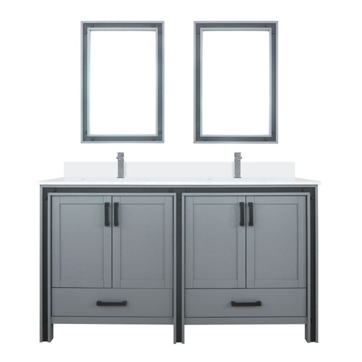 [LVZV60DB311] Ziva 60 in W x 22 in. D Dark Grey Double Bath Vanity, Cultured Marble Top, Faucet Set and 22 in Mirrors