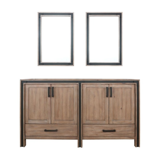 [LVZV60DN010] Ziva 60 in W x 22 in. D Rustic Barnwood Double Bath Vanity and 22 in Mirrors