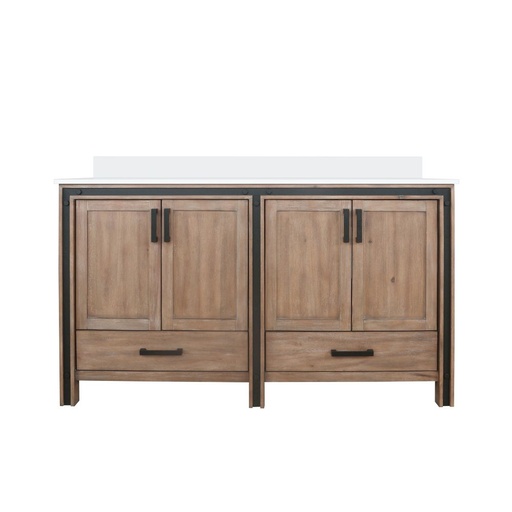 [LVZV60DN300] Ziva 60 in W x 22 in. D Rustic Barnwood Double Bath Vanity and Cultured Marble Top