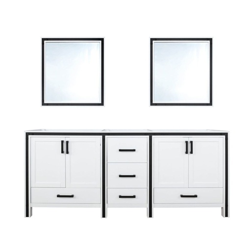 [LVZV72DA010] Ziva 72 in W x 22 in. D White Double Bath Vanity and 30 in Mirrors
