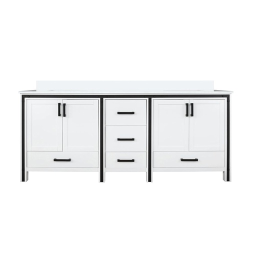 [LVZV72DA300] Ziva 72 in W x 22 in. D White Double Bath Vanity and Cultured Marble Top